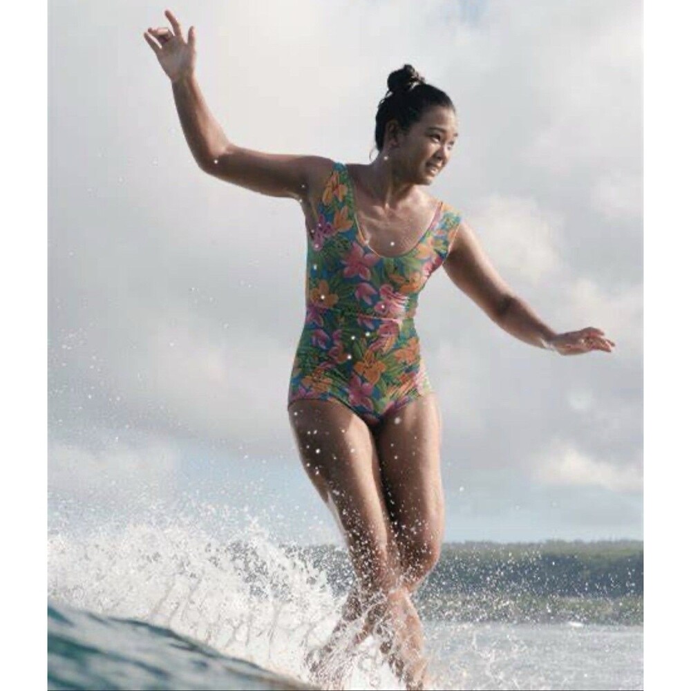 NWT Seea Rosa One Piece Swimsuit Luana Tropical Floral Sz L Open Back USA Made